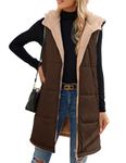 BBO Womens Fleece Vest Sleeveless Fall Reversible Vests Zip Up Winter Fleece Jacket Long Warm Winter Coat Outerwear