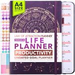 Life Planner - Undated Deluxe Weekly, Monthly Planner, a 12 Month Journey to Increase Productivity & Happiness, Life Organizer, Gratitude Journal, Law of Attraction Planner - Start Anytime