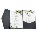 Black Invitation Card Pocket With Envelopes 20 Sets For Wedding Anniversary Business Party