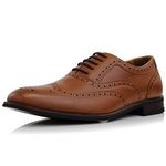 Ferro Aldo Arthur MFA139001D Mens Wingtip Two Tone Oxford Black and White Spectator Dress Shoes, Cognac (Mono-tone), 6.5 UK