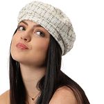 Haute Sauce Women White Boucle Textured Beret Hat for Outdoor Everyday Wear | UV Protection | Lightweight | Foldable | Packable | Latest Stylish Casual Headwear for Women & Girls