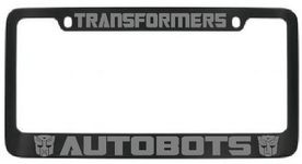 Autobots Transformers License Plate Frame Black with Silver Lettering - 2 Free Caps