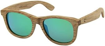 C3 Handmade Natural Wood polarized lens Sunglasses for Men and Women for Traveling Driving and Gift(Wheat/Mirror green)