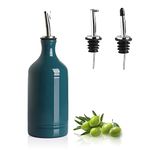 Sweejar Home Porcelain Olive Oil Dispenser Bottle, Opaque Oil Cruet Protects Oil To Reduce Oxidation, Suitable For Storage Of Oil, Vinegar, Soy Sauce And Other Liquids, 1 Piece, 460ml(Teal Green)