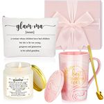 Lallisa 4 Pcs Best Mom Ever Gift Box Mother-in-law Grandmom Ever Coffee Mug Lavender Scented Candles Makeup Bags for Mother Day Gift Wedding Holiday Birthday Gifts from Daughter Son (Grandma)