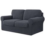 CHUN YI 5 Pieces Stretch Sofa Cover 2 Seater with Two Separate Cushions and Backrests Stylish Jacquard Spandex Fabric Sofa Slipcover for Living Room Furniture Protector(2 Seater，Grey