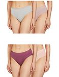 Amazon Brand - Symbol Women's Cotton Solid Hipster Briefs (Pack of 4) (SYMPNTY03_Wine-Grey Melange-Blush-Lilac_Large)