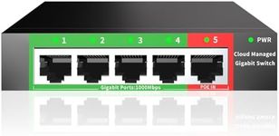 STEAMEMO 5-Port Gigabit Ethernet Switch | Smart Managed with VLAN & QoS | Plug & Play Desktop/Wall-Mount Network Hub | Sturdy Metal & Energy-Efficient