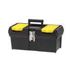 STANLEY Toolbox with Metal Latch, 2 Lid Organisers for Small Parts, Portable Tote Tray for Tools, 16 Inch, 1-92-065