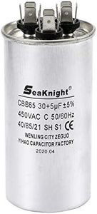BlueNatHxRPR 30-5 MFD uF CBB65 Capacitor Air Conditioner Capacitor Round Dural Motor Run Capacitor Withstand 450V AC