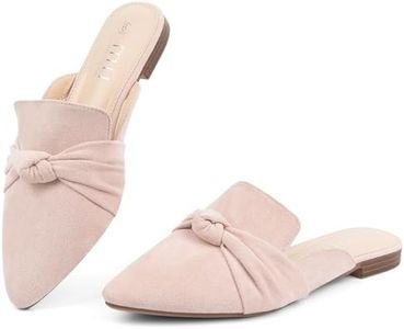 MUSSHOE Mules for Women Comfortable Pointed Toe Backless Slip-on Slides Loafer Flats with Knot,Pink 10