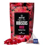 BLUE TEA - Hibiscus Rose Tea - 60 Tea Bags - Plant Based || SKIN GLOW ENHANCING TEA || Caffeine Free - Flower Based - Tangy Flavor - Vegan - Gluten Free - Non-GMO - Herbal Tea | Ziplock Pouch