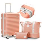 imiomo Carry on Luggage Sets,20 Inch Expandable Carry-on Suitcase with Spinner Wheels,Hard Shell Lightweight Rolling Travel Luggage with TSA Lock Pink Luggage