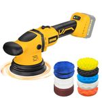 VERVEWAVE Cordless Buffer Polisher Kit for Dewalt 20V Battery (No Battery), 6-Inch Orbital Car Polisher Variable Speed 1800—5500 RPM, 17PCS Polishing Accessories, for Car Polishing/Waxing (Tool Only)