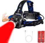 Hunting Red Light Rechargeable Headlamp, Red LED Headlamp with 3 Modes and Zoomable Waterproof Tactical Headlight for Night Watching, Aviation, Reading, Pig Pest Hunting