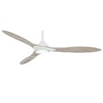 Minka Aire F868L-WHF Sleek LED Ceiling Fan, 60 Inch, Flat White Finish with Bleached Drained Wood