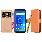 iCatchy For Alcatel 1 2021 Case - Wallet Book [Stand View] Card Case Cover Premium Leather Folio Case for Alcatel 1 (Orange)