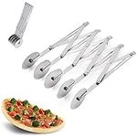 5 Wheel Dough Cutter, 5 Wheel Stainless Steel Cutter, Stainless Steel Dough Divider, Adjustable Pizza Cutter, 5 Wheel Slicer, Pizza Cutters with Handle for Kitchen Baking, Pastry, Bread(Silver)