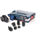 Bosch Professional 12V System Cordless Drill Driver GSR 12V-15 FC (2X Battery GBA 12V 2.0Ah, Charger GAL 12V-40, 4X Adapter (GFA 12-B, GFA 12-X, GFA 12-W, GFA 12-E, L-BOXX 102)