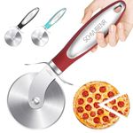 SCHVUBENR Premium Pizza Cutter Wheel - Stainless Steel Sharp Pizza Slicer - Easy to Cut & Clean - Dishwasher Safe - Handle Large & Small Pizza - Red