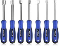 WOTAHI 7-Piece SAE Nut Driver Set - 3/16, 1/4, 5/16, 11/32, 3/8, 7/16, 1/2 Inch Hex Nut Driver Set, 3.5 Inch (1 Inch Hollow, 2.5 Inch Solid) Shaft Nut Driver