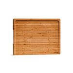 SMIRLY Large Bamboo Cutting Board for Kitchen: Extra Large Bamboo Cutting Board with Juice Groove & Compartments, Wooden Cutting Boards for Kitchen, Butcher Block Cutting Board Wood