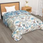 Story@Home Comforter Single Bed | Microfiber Blanket |180GSM, 150 X 225cm| Quilt | Duvet | Dohar | AC Comforter Single Bed | Dusty Blue, Floral Pattern Soft Blanket | Perfect for Festive Gifting