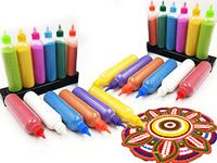 CraftVatika 24 Rangoli Colour Powder Tube Kit Diwali Decoration Items Bottles Tool Floor Art Rang for Home Navratri Pongal Pooja Mandir Decor (Pack of 12) (24 Count (Pack of 1))