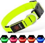 Illumifun LED Dog Collar, USB Rechargeable Light Up Dog Collars, Safety Dog Collar Light for Dogs Walking at Night (Green, Medium)