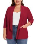 MINTLIMIT Womens Plus Size Blazers 3/4 Sleeve Shawl Lapel Half Lined Suit Office Work Blazers Open Front Jackets (Red 4XL)