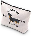 WCGXKO Dachshund Lover Gift Funny Dachshund Themed Zipper Pouch For Dachshund Mom Touch Me And I Will Bite You (Bite You dachshund)