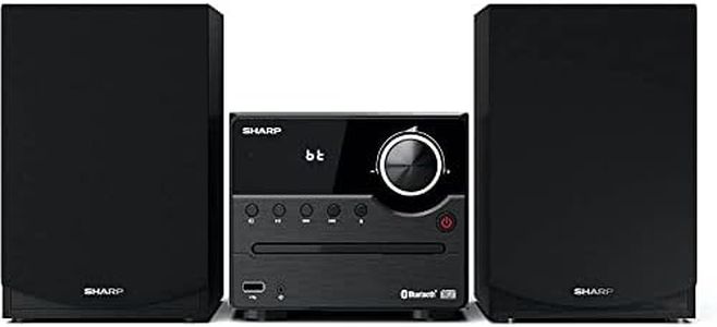 Sharp XL-B512 Micro Component Wireless Bluetooth Audio Streaming & CD Player Wood Speaker System + Remote, USB Port, MP3 Playback, FM Stereo Digital Tuner, Aux Input, Black Oak