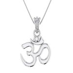 Akshat Sapphire Sterling Silver (92.5% purity) OM/Spiritual OM Pendant for Men & Women Pure Silver Religious Locket for Good Health & Wealth