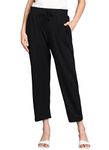 Alan Jones Clothing Women's Relax Fit Ankle Length Trouser Joggers (Black_XL)