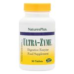 NaturesPlus UltraZyme - 120 mg Ox Bile, Pancreatin, Betaine HCl, Bromelain, Lactase and Probiotic Complex- Maximum Strength Digestive Enzyme Supplement - 90 Tablets