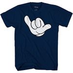 Mickey Mouse Hang Loose Hand Classic Vintage Licensed Adult Men's Graphic T-Shirt (Navy, 3X-Large Tall)