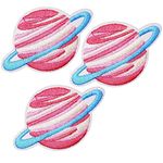 U-Sky Cute Iron on Galaxy Planet Patches for Jackets, 3pcs Saturn Planet Embroidered Sew-on/Iron-on Appliques Patch for Backpacks, Jeans, Caps, Bags, Kids Clothing, Size: 2.5x1.6 inch