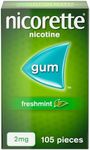 Nicorette Freshmint 2mg Gum (105 Pieces), Discreet and Fast-Acting Stop Smoking Aid to Ease Cravings, Nicotine Gum with Pleasant Freshmint Flavour, Chewing Gum