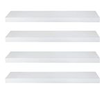 eSituro Floating Shelves, Set of 4 Large White Wall Shelves,Simple to Install Wooden Shelf for Bedroom,Living Room,Kitchen,Display Storage Rack, Home Office Furniture Each Shelf 50x23x3.8cm