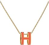 Classic Letter Design 18K Gold Plated Womens Necklace Colorful Color Optional Women's Pendant (Orange)