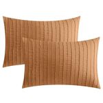 JELLYMONI 2 Pack Rust Pillowcases Standard Size, Soft Microfiber Striped Tufted Pillow Covers with Envelope Closure (Pillows are not Included)