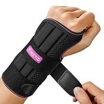 FREETOO Wrist Brace for Carpal Tunnel Relief, Strongest Wrist Support Splint with 3 Stays for Women Men, Adjustable Hand Brace for Sleeping Right Left Hand for Arthritis,Tendonitis,Rose Red(Left,S/M)