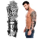 S.A.V.I Full Arm, Hand Temporary Tattoo For Men, Buddha Shiva Gods Design For Girls Women, Tattoo Sticker Size 48x17CM - 1PC.