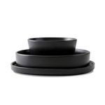 Stone Lain Celina Stoneware 12-Piece Dinnerware Set, Cereal and Pasta Bowls, Black