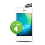 GIGA Fixxoo compatible with iPhone 4 Replacement Single Screen LCD (no Kit); with TouchScreen, Retina Display Glass, Camera & Proximity Sensor; Easy Repair Video Guide Installation DIY - White