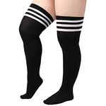 DRESHOW Plus Size Women Thigh High Socks Striped Over Knee Long Boot Stockings Knee High Socks Leg Warmers