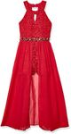 Speechless Girls' 7-16 Tween High Neck Romper Maxi Dress Special Occasion, Red Radiance, 16