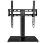 PERLESMITH Swivel Universal TV Stand/Base - Table Top TV Stand for 32-60 inch LCD LED TVs - Height Adjustable TV Mount Stand with Tempered Glass Base, VESA 400x400mm, Holds up to 88lbs PSTVS09