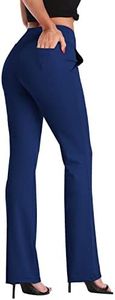 DAYOUNG Bootcut Yoga Pants for Women Tummy Control Workout Bootleg Pants High Waist 4 Way Stretch Pants, Deep Blue, X-Large