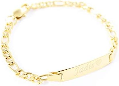 Tina&Co Personalized Gold Name Plated Bracelet 4.5'' Free Engraved Bracelet for Baby